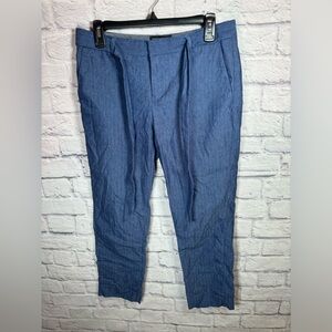 Banana Republic Avery Tie Waist Linen Blend Ankle‎ Pant Blue Size 4